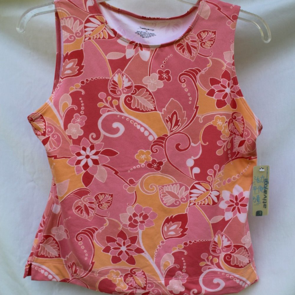 2 Women's Ativa Yoga Tanks Lime Green/Corals Sz M - Picture 2 of 9